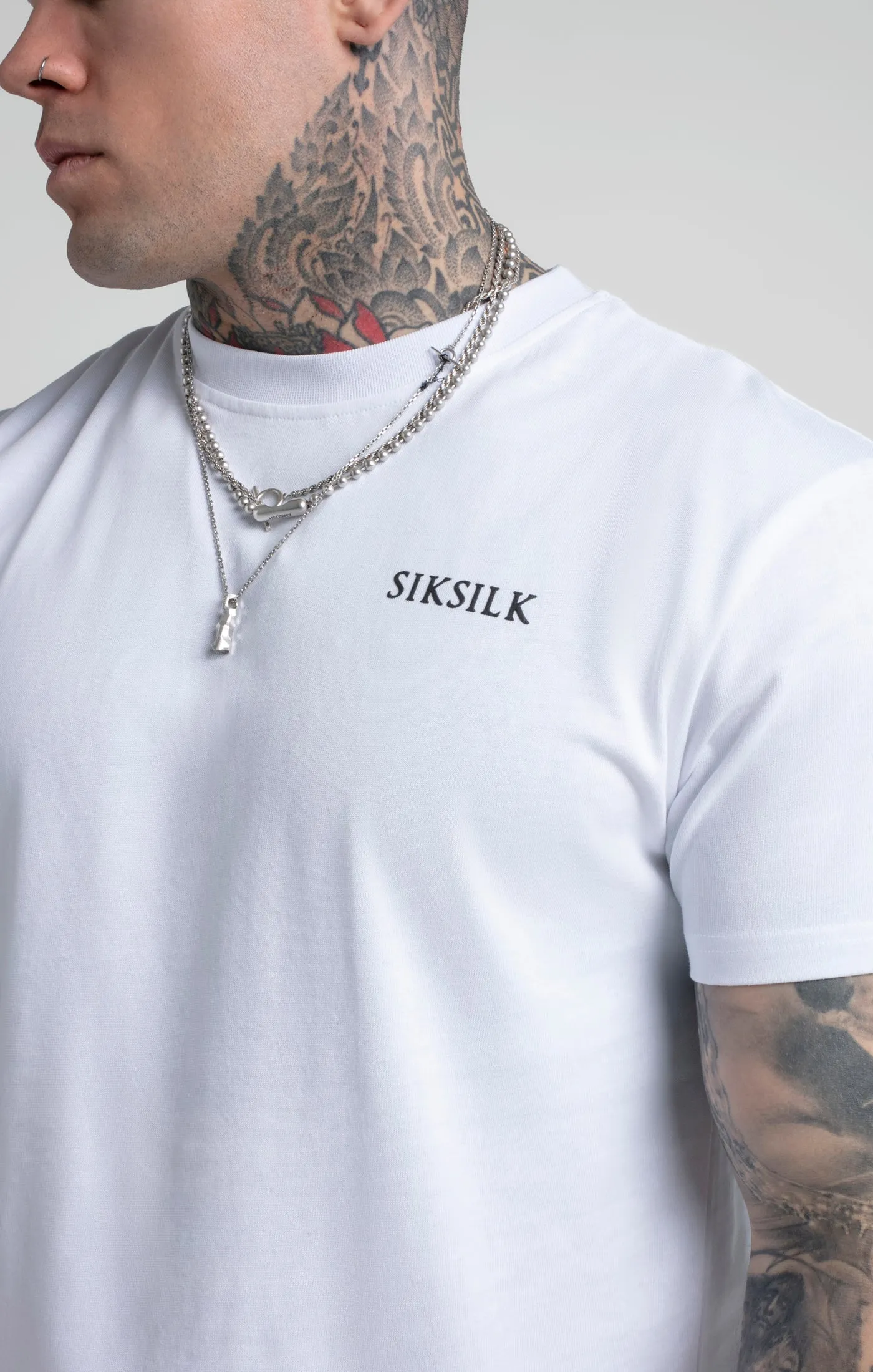 White Printed Logo Relaxed Fit T-Shirt sold by Siksilk product image thumbnail 4