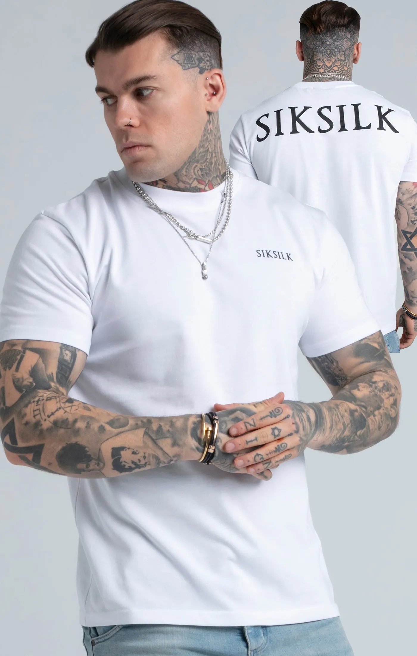 White Printed Logo Relaxed Fit T-Shirt sold by Siksilk