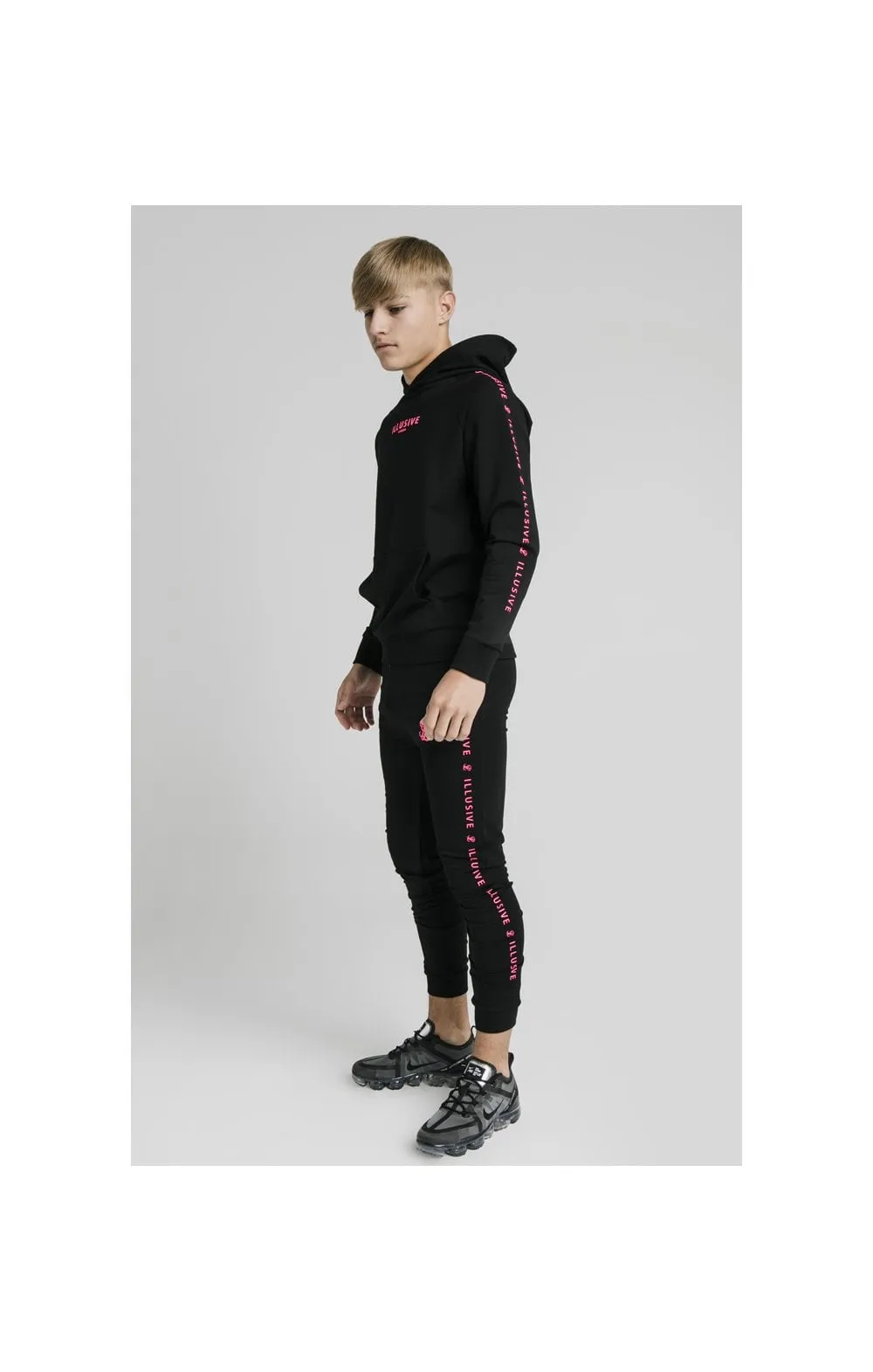 Illusive London Cuffed Joggers – Black & Pink sold by Siksilk product image thumbnail 4
