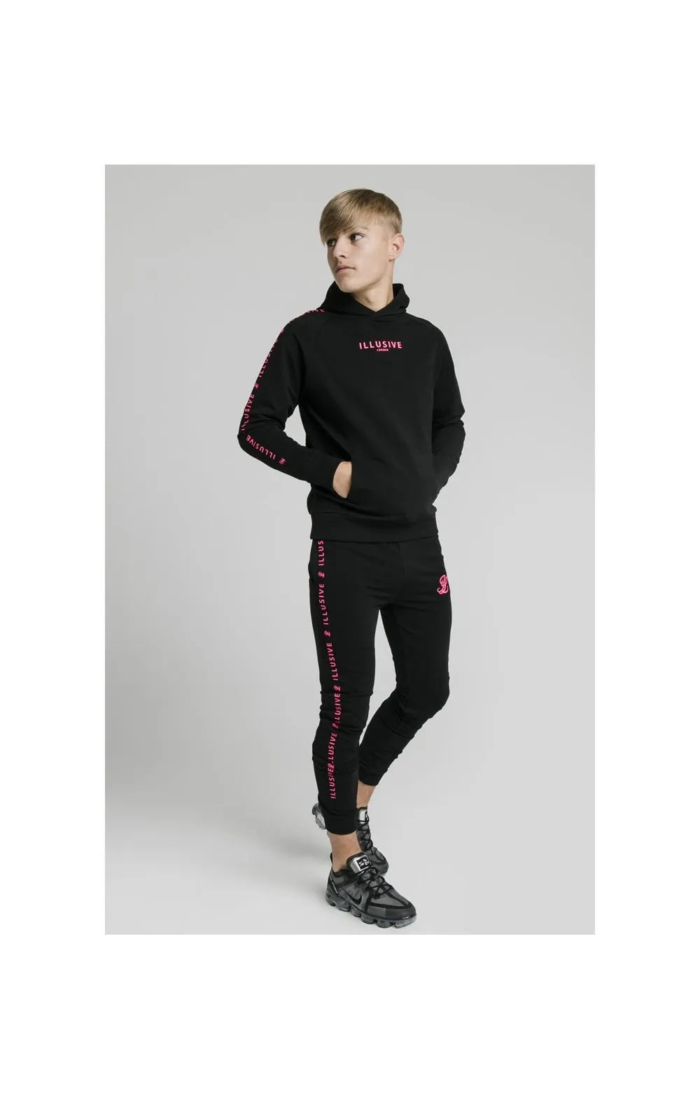 Illusive London Cuffed Joggers – Black & Pink sold by Siksilk product image thumbnail 5