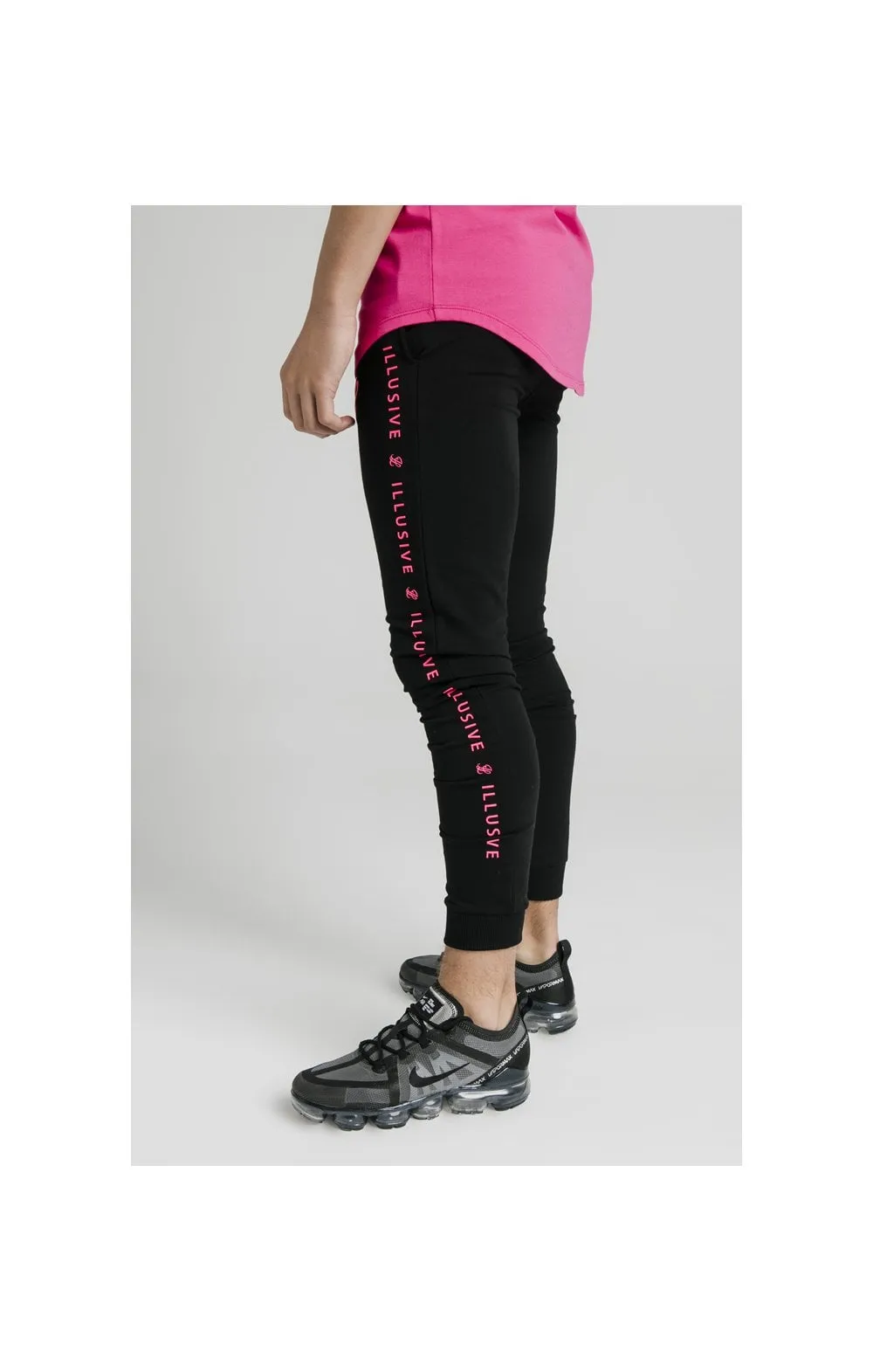 Illusive London Cuffed Joggers – Black & Pink sold by Siksilk product image thumbnail 2