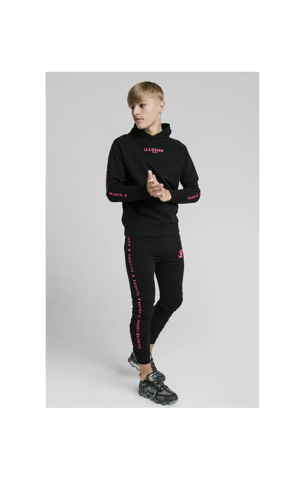 Illusive London Cuffed Joggers – Black & Pink sold by Siksilk product image thumbnail 3