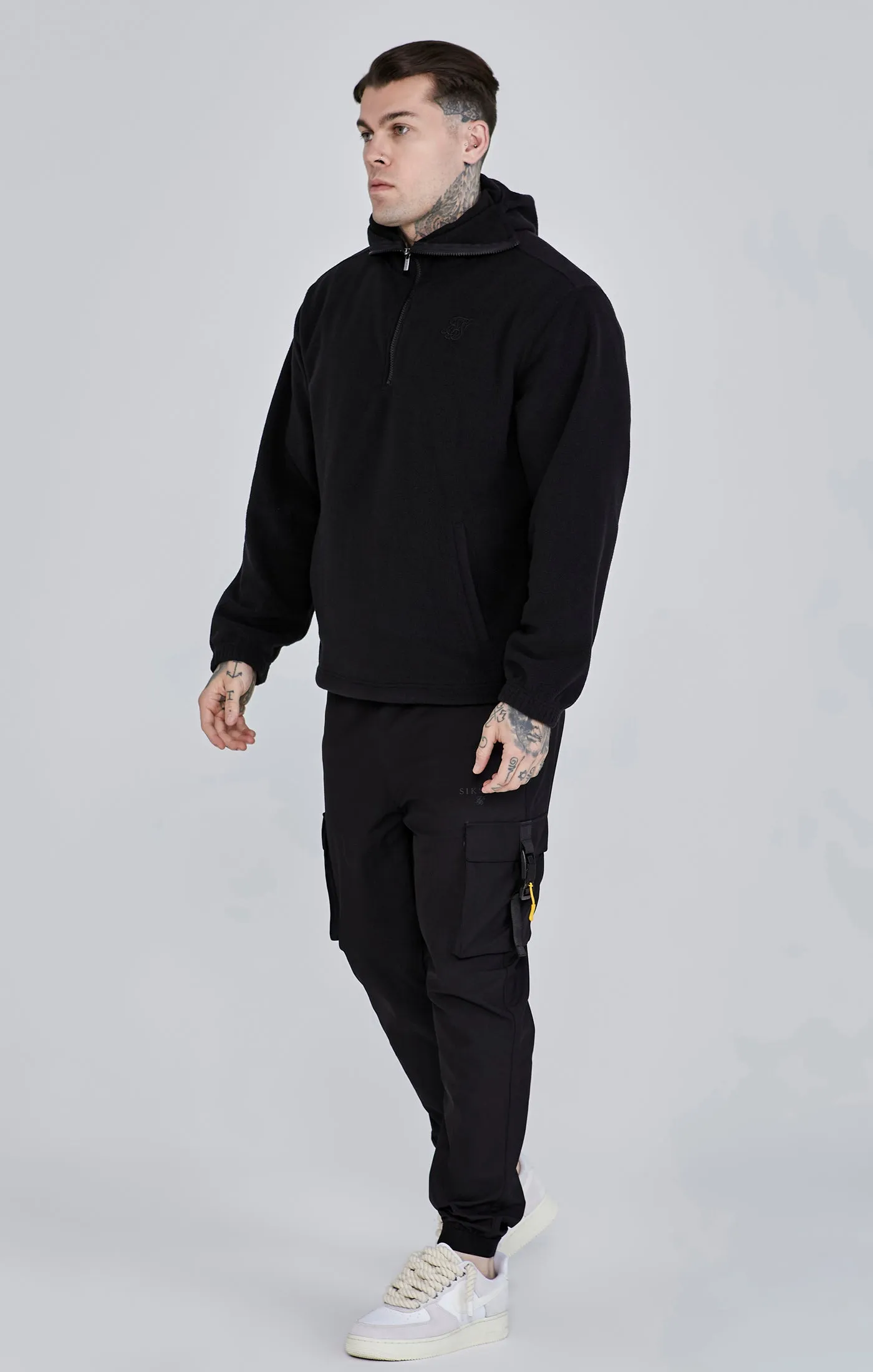 Black Polar Fleece Hoodie sold by Siksilk product image thumbnail 4