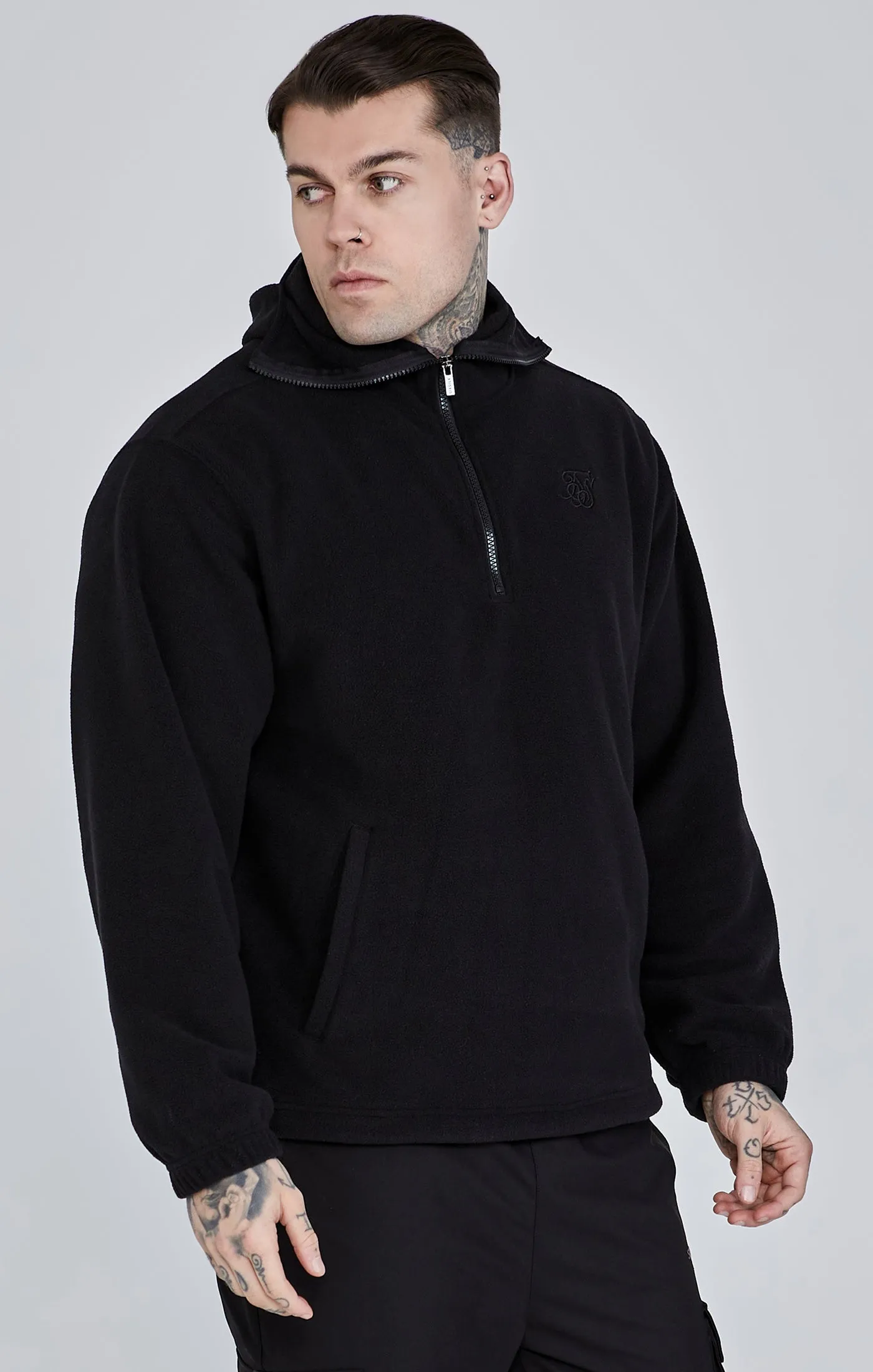 Black Polar Fleece Hoodie sold by Siksilk