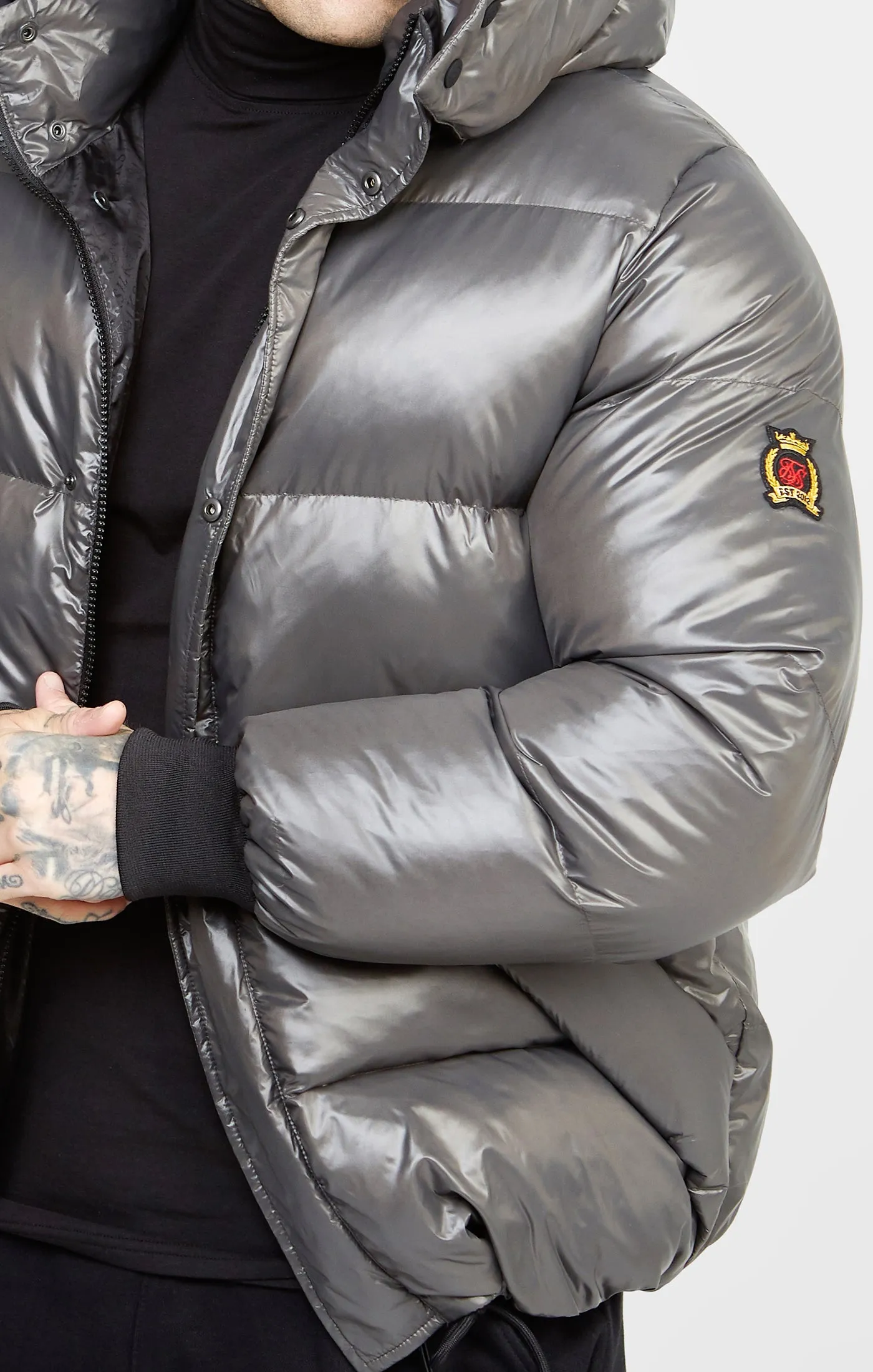 Grey Puffer Jacket sold by Siksilk product image thumbnail 2