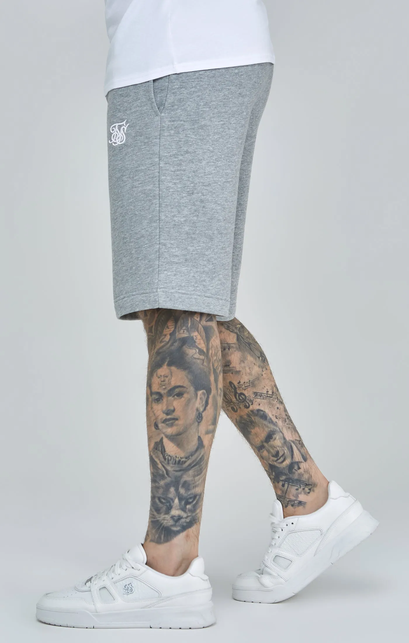 Grey Marl Essential Fleece Shorts sold by Siksilk product image thumbnail 3