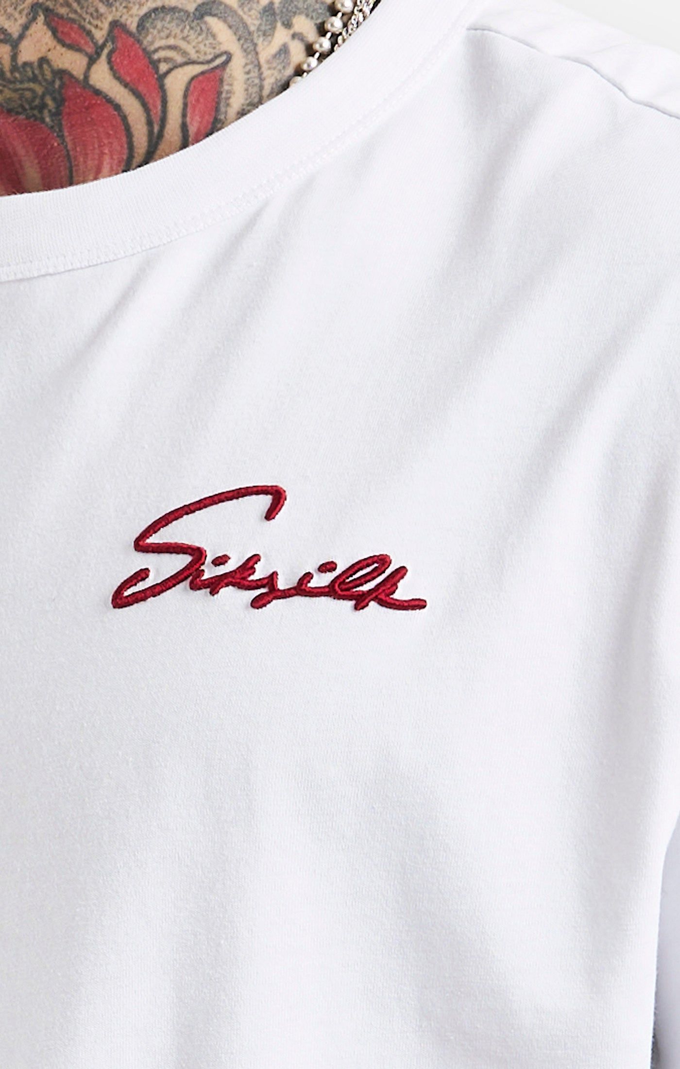 White Script Embroidery Oversized T-Shirt sold by Siksilk product image thumbnail 3