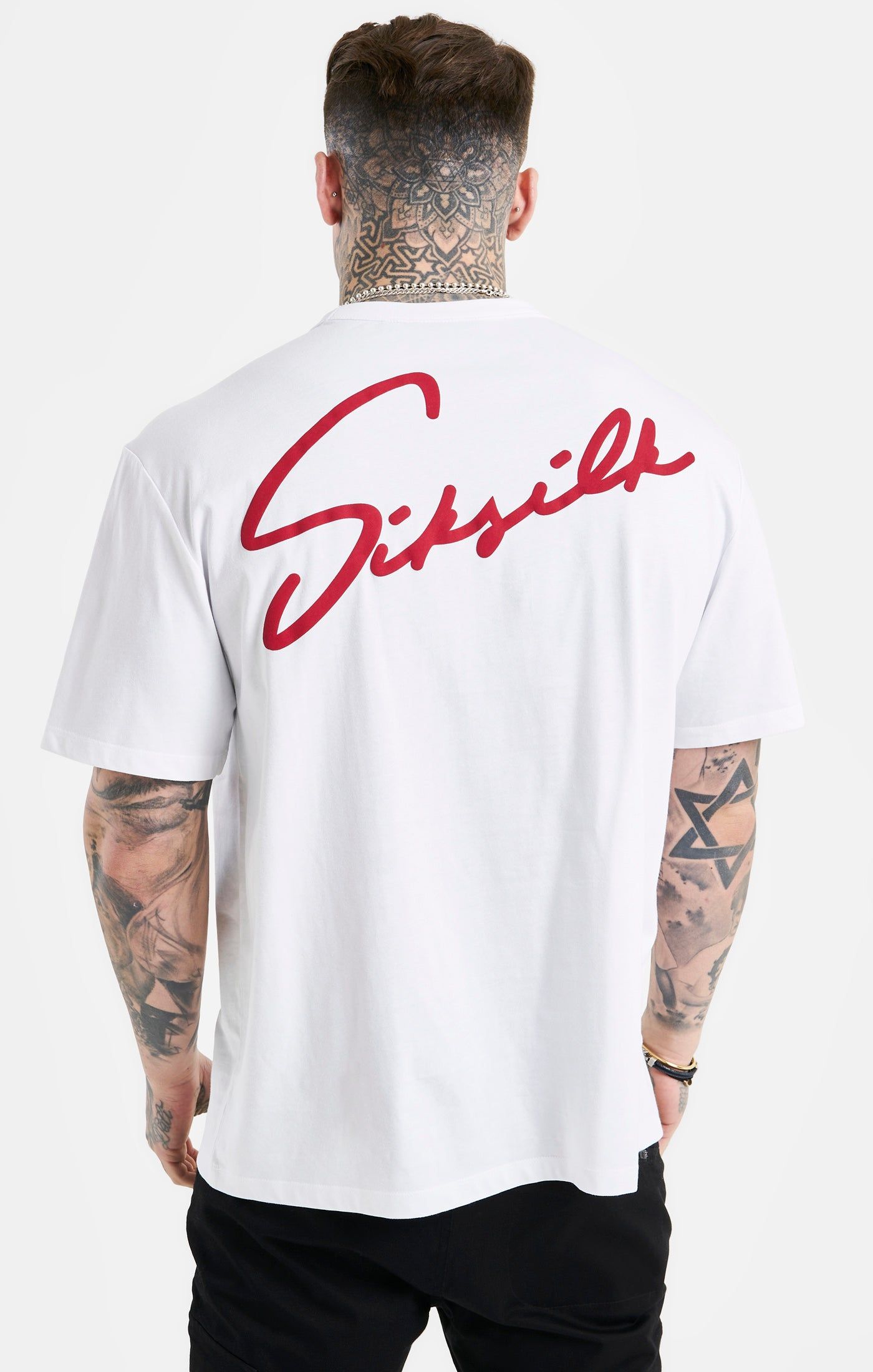 White Script Embroidery Oversized T-Shirt sold by Siksilk product image thumbnail 7