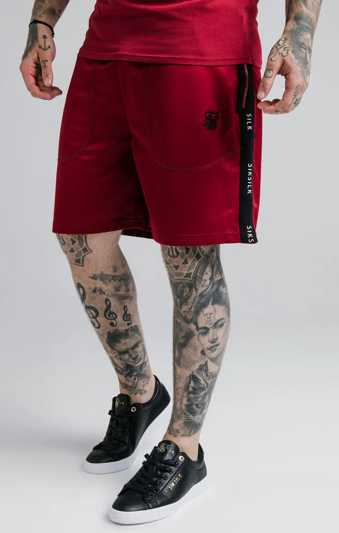 SikSilk Shadow Loose Fit Shorts - Deep Red & Black sold by Siksilk
