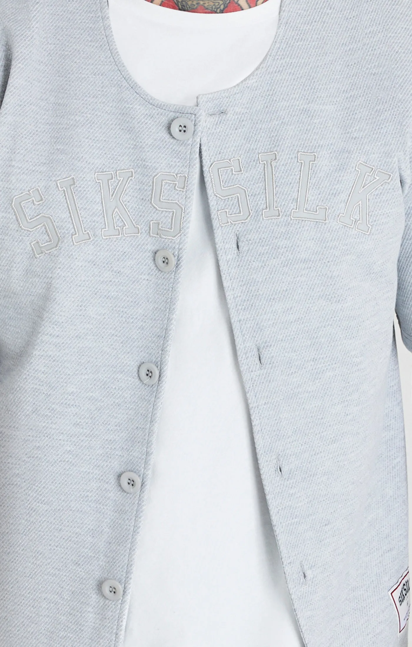 Grey Marl Applique Logo Baseball Jersey sold by Siksilk product image thumbnail 2