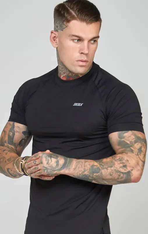 Black Sports Curved Hem Muscle Fit T-Shirt sold by Siksilk