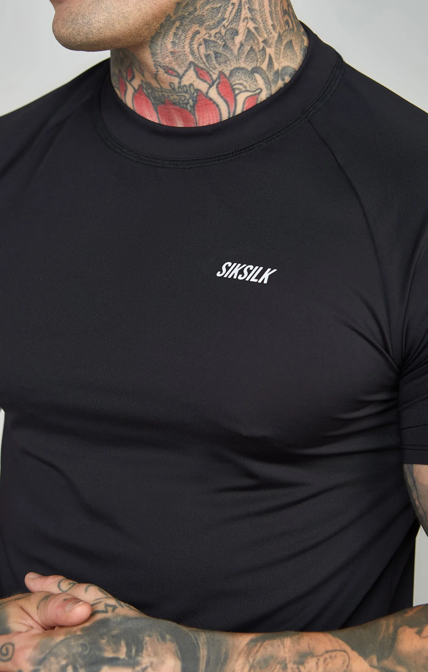 Black Sports Curved Hem Muscle Fit T-Shirt sold by Siksilk product image thumbnail 2