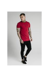 SikSilk Straight Hem Gym Tee – Red,Gold & Black sold by Siksilk
