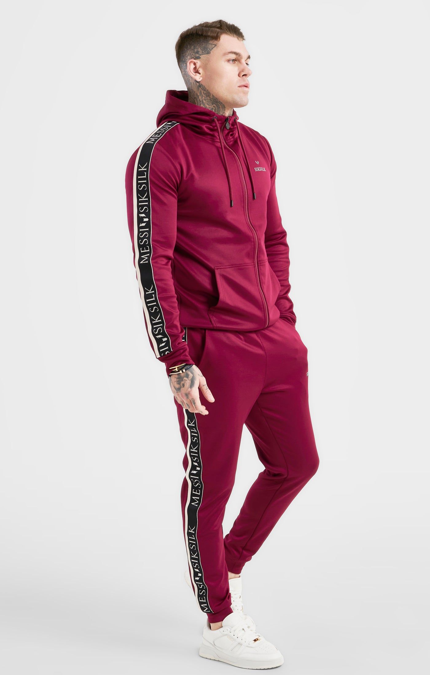 Messi x SikSilk Taped Zip Through - Burgundy sold by Siksilk product image thumbnail 4