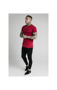 SikSilk Straight Hem Gym Tee – Red,Gold & Black sold by Siksilk