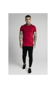 SikSilk Straight Hem Gym Tee – Red,Gold & Black sold by Siksilk