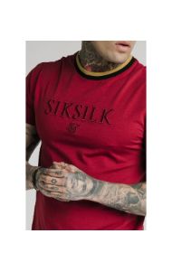 SikSilk Straight Hem Gym Tee – Red,Gold & Black sold by Siksilk