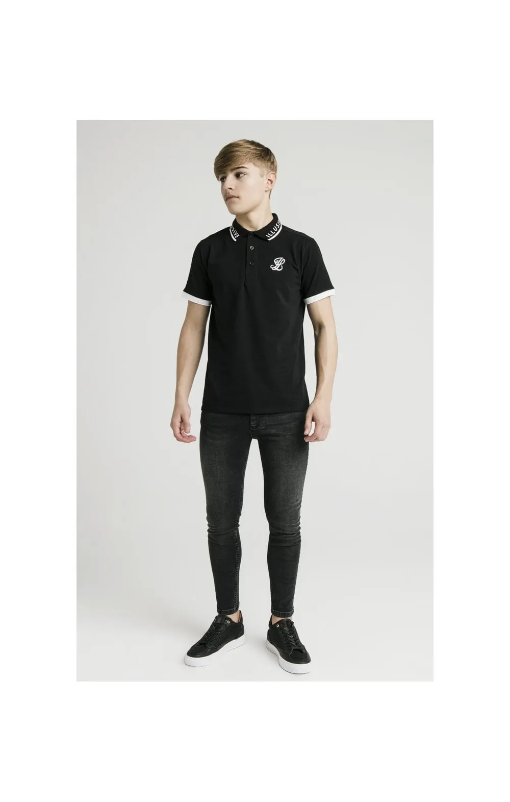 Illusive London S/S Polo Tee - Black & White sold by Siksilk product image thumbnail 4