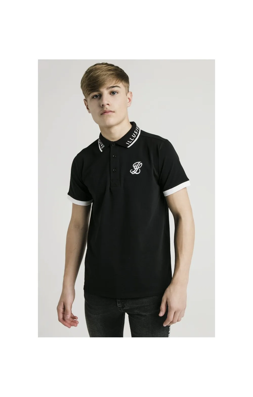 Illusive London S/S Polo Tee - Black & White sold by Siksilk product image thumbnail 2
