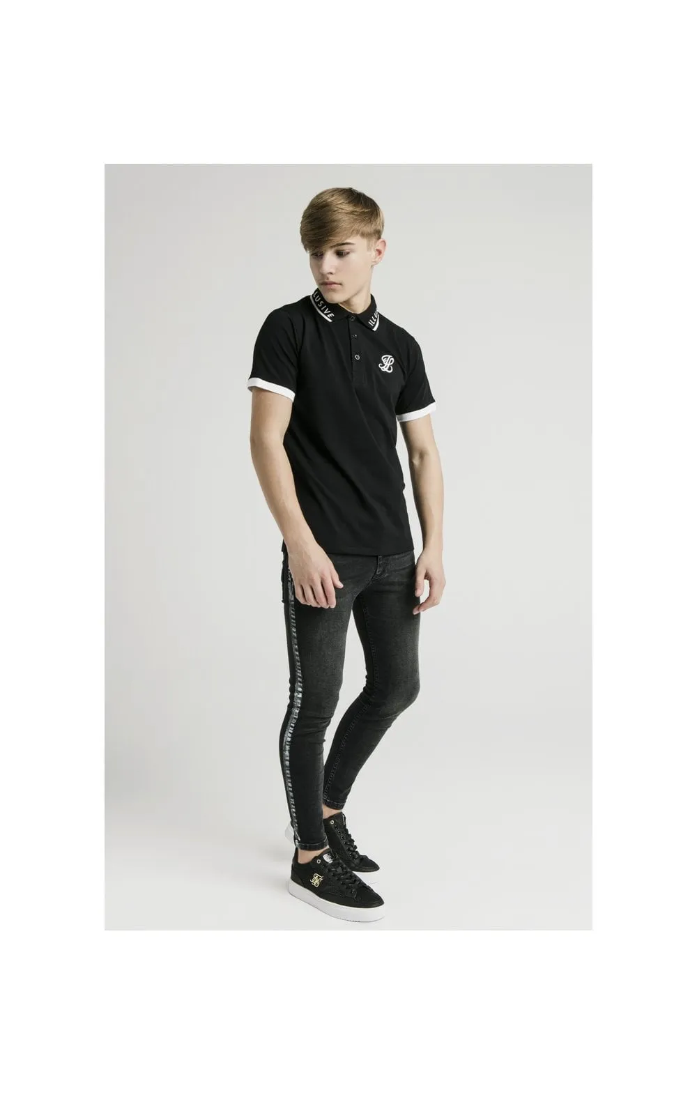 Illusive London S/S Polo Tee - Black & White sold by Siksilk product image thumbnail 3
