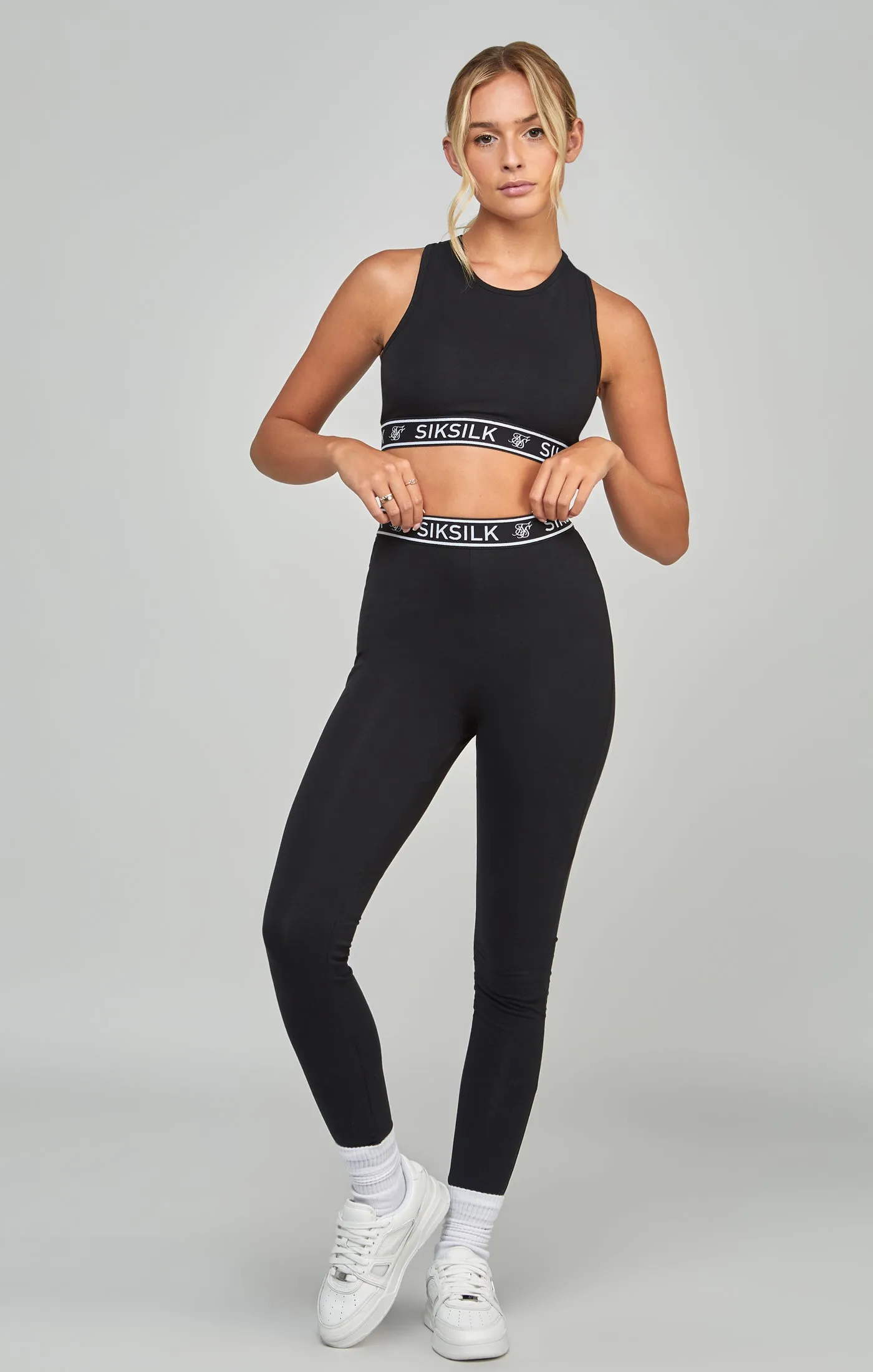 Black Essential Tape Leggings sold by Siksilk product image thumbnail 3