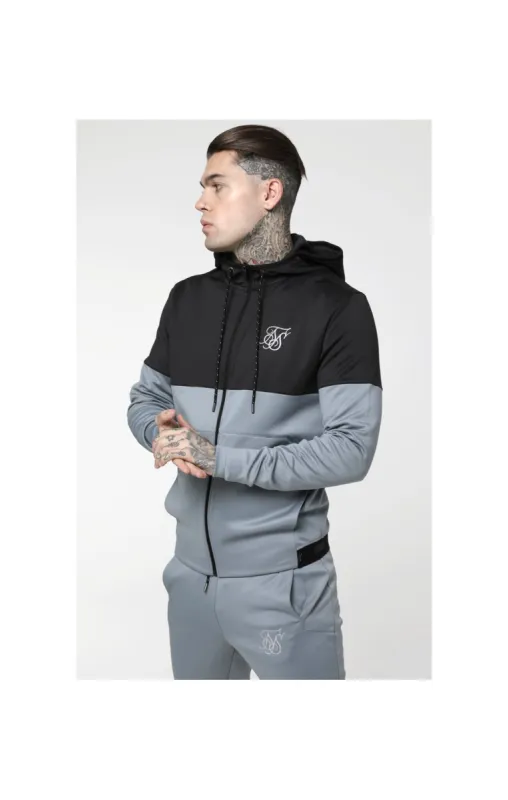SikSilk Agility Cut & Sew Zip Through Hoodie - Dark Grey & Ice Grey sold by Siksilk