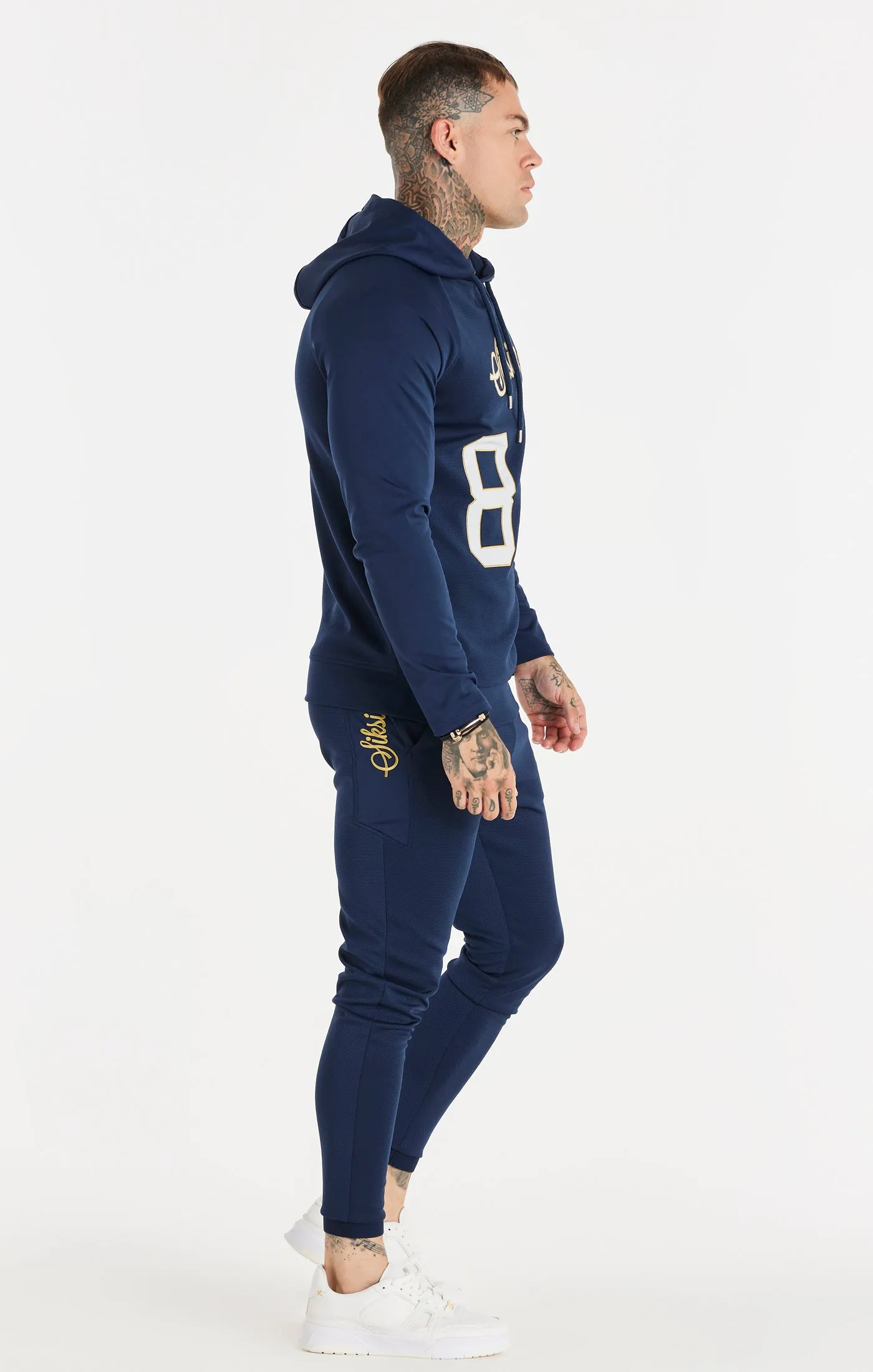 Navy Overhead Retro Sports Hoodie sold by Siksilk product image thumbnail 4