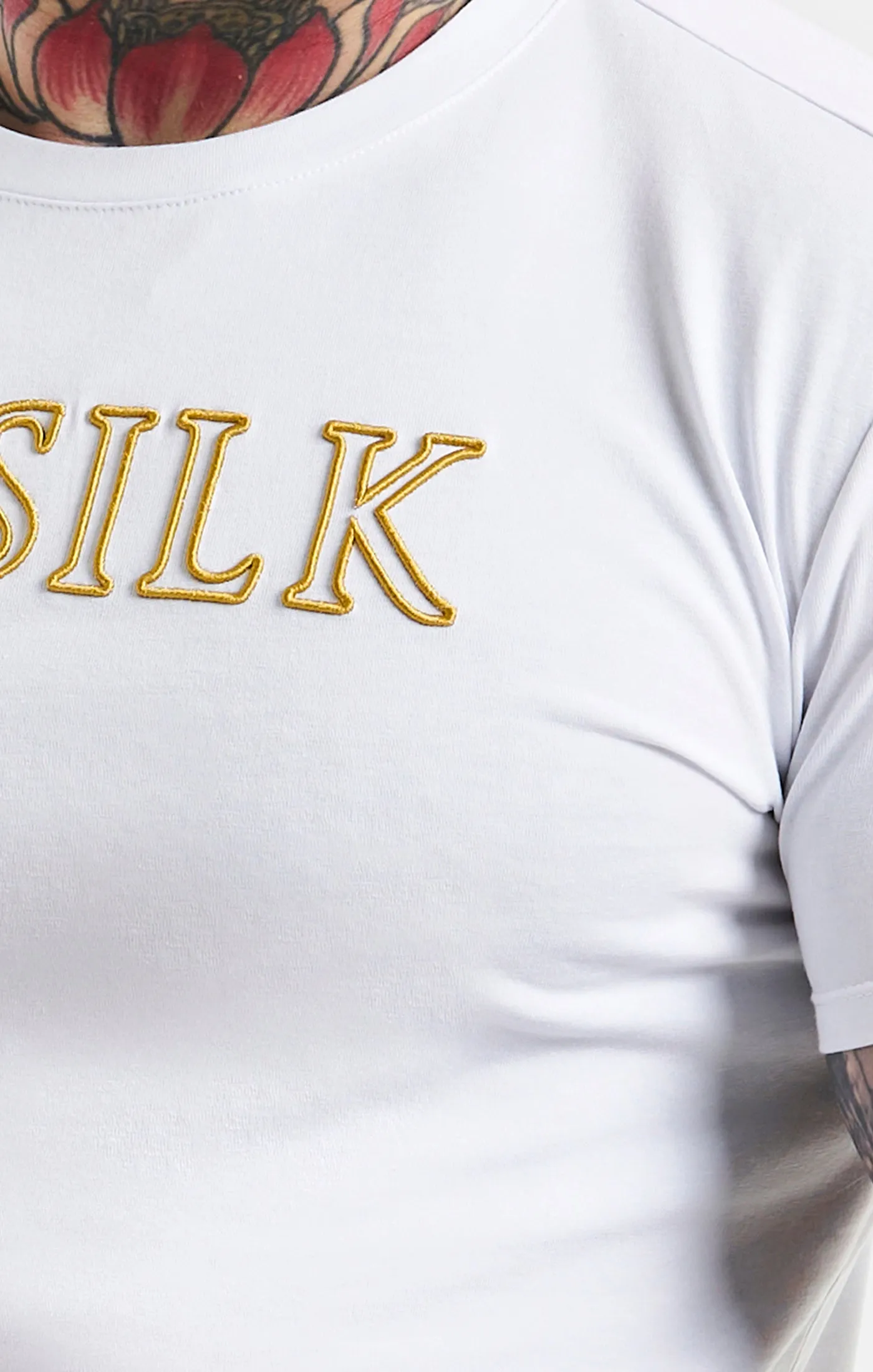 White SikSilk Logo Muscle Fit T-Shirt sold by Siksilk product image thumbnail 2