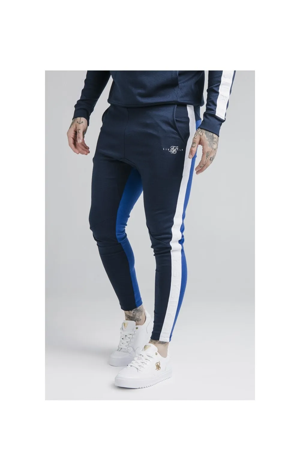 SikSilk Inverse Tape Track Pants - Navy sold by Siksilk