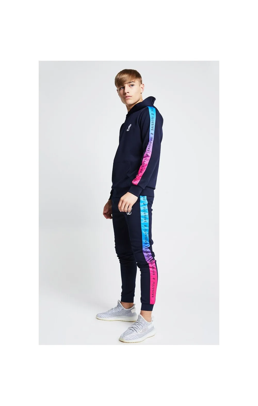 Illusive London Fade Panel Overhead Hoodie - Navy Blue & Pink sold by Siksilk product image thumbnail 3
