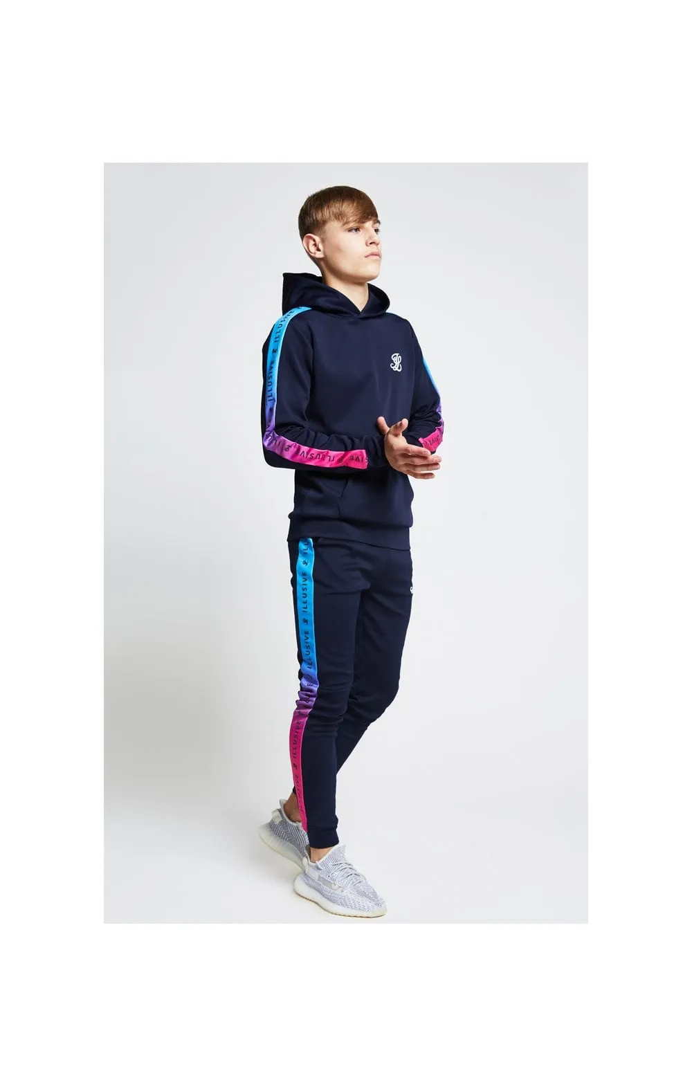 Illusive London Fade Panel Overhead Hoodie - Navy Blue & Pink sold by Siksilk product image thumbnail 4