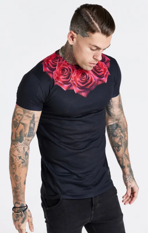 Black Rose Muscle Fit T-Shirt sold by Siksilk