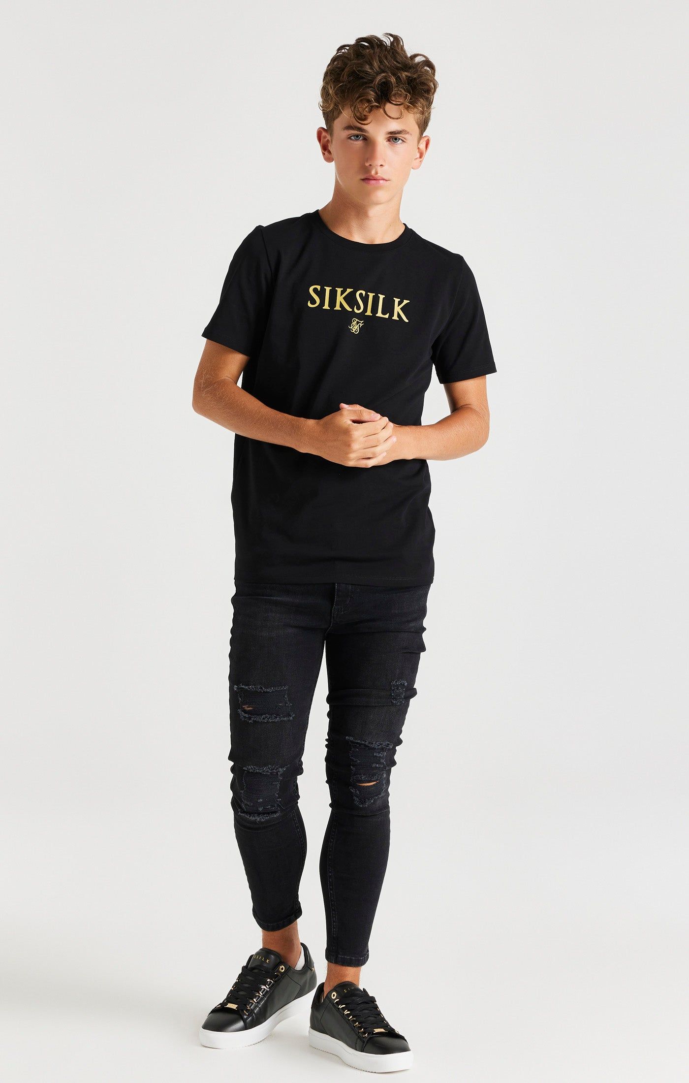 Boys Black Branded T-Shirt sold by Siksilk product image thumbnail 3