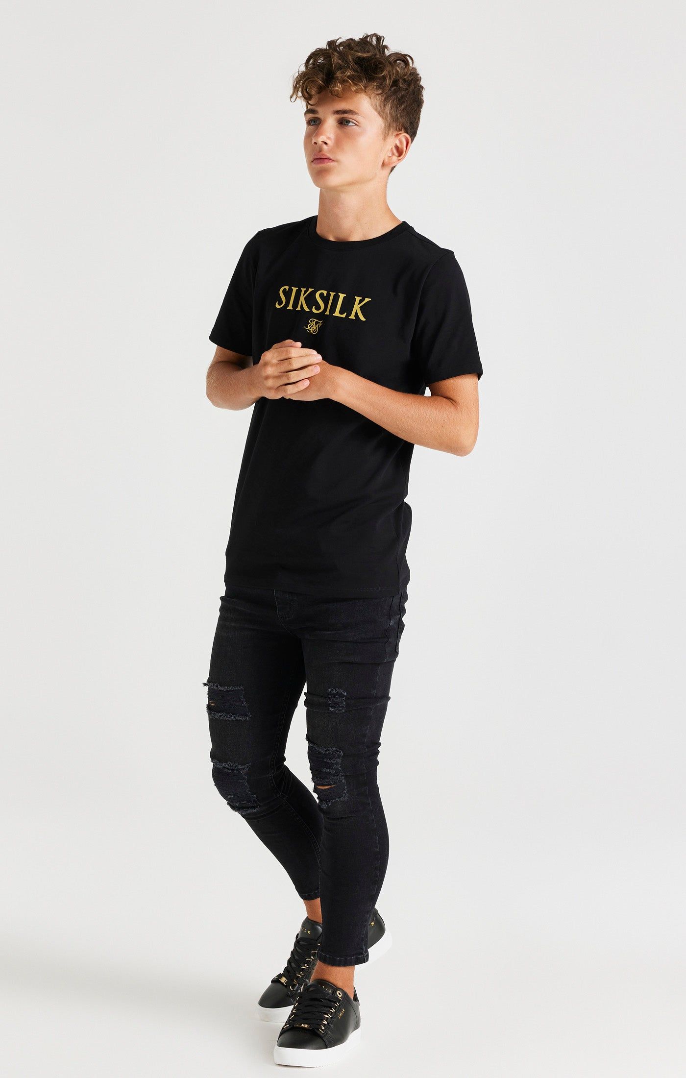 Boys Black Branded T-Shirt sold by Siksilk product image thumbnail 4
