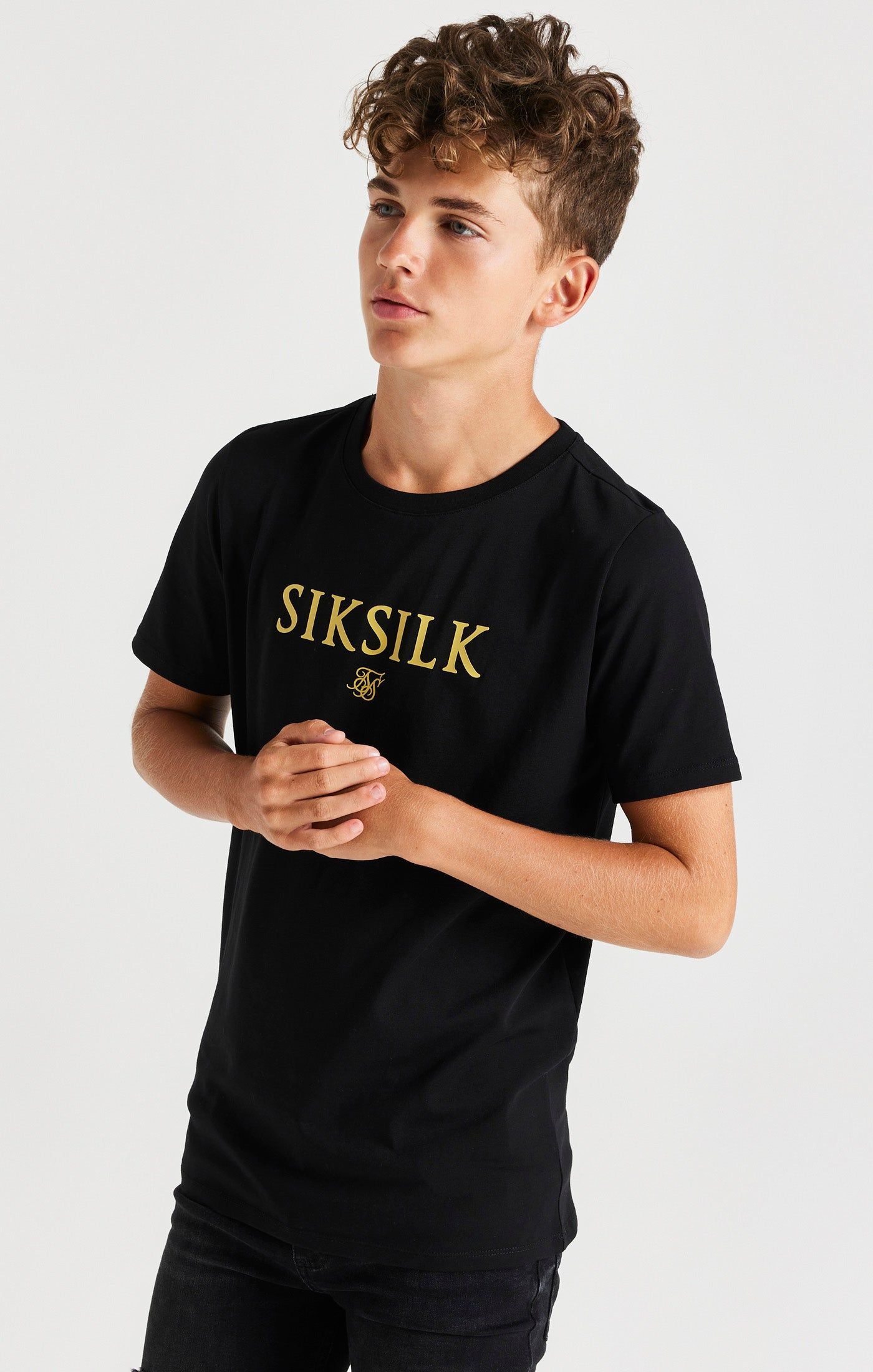 Boys Black Branded T-Shirt sold by Siksilk