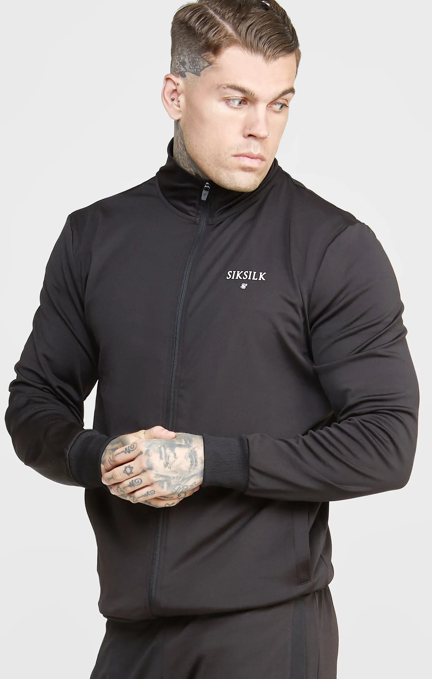 SikSilk Zonal Funnel Neck Zip Through - Black sold by Siksilk