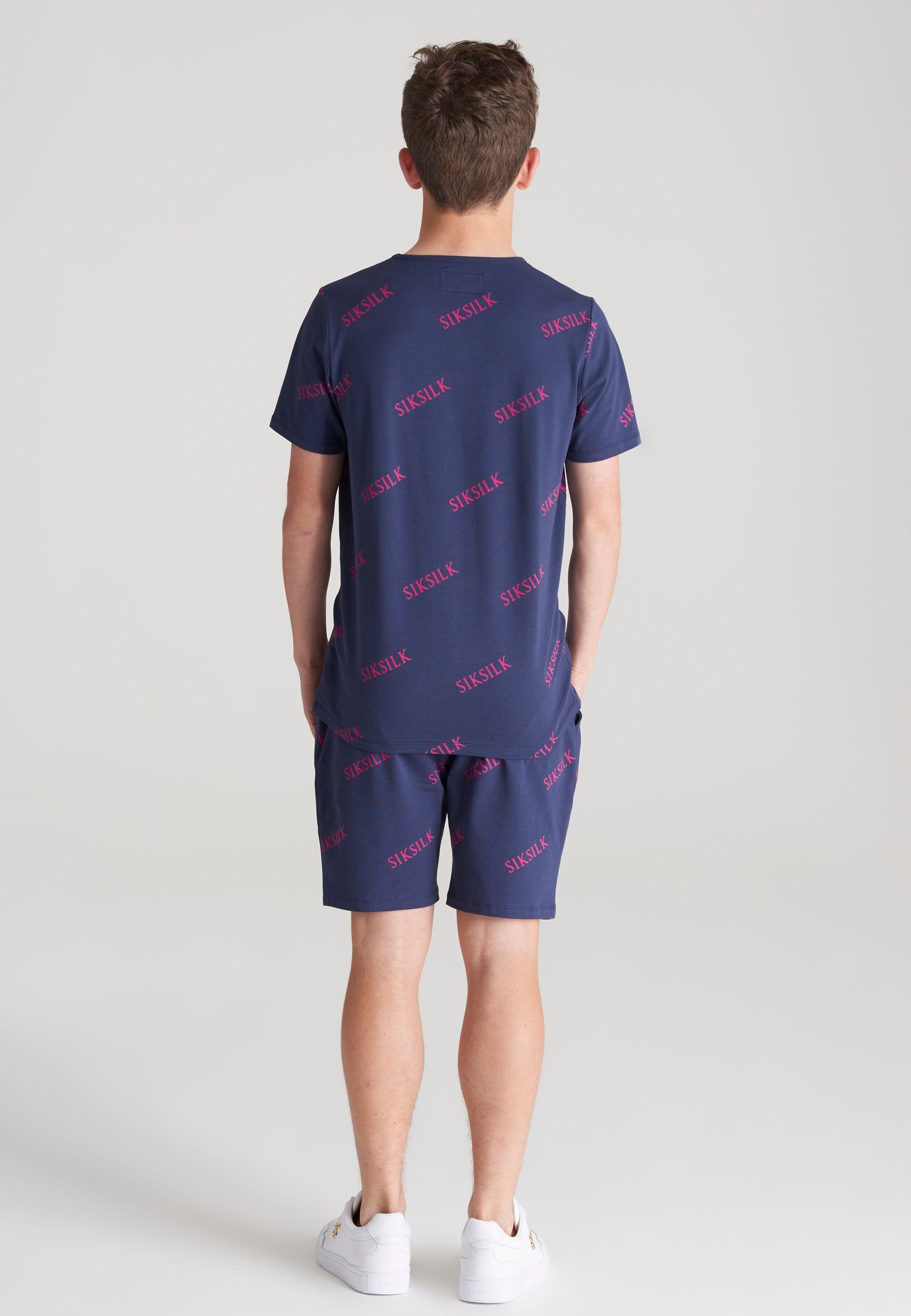 Boys Navy Monogram Printed T-Shirt sold by Siksilk product image thumbnail 5
