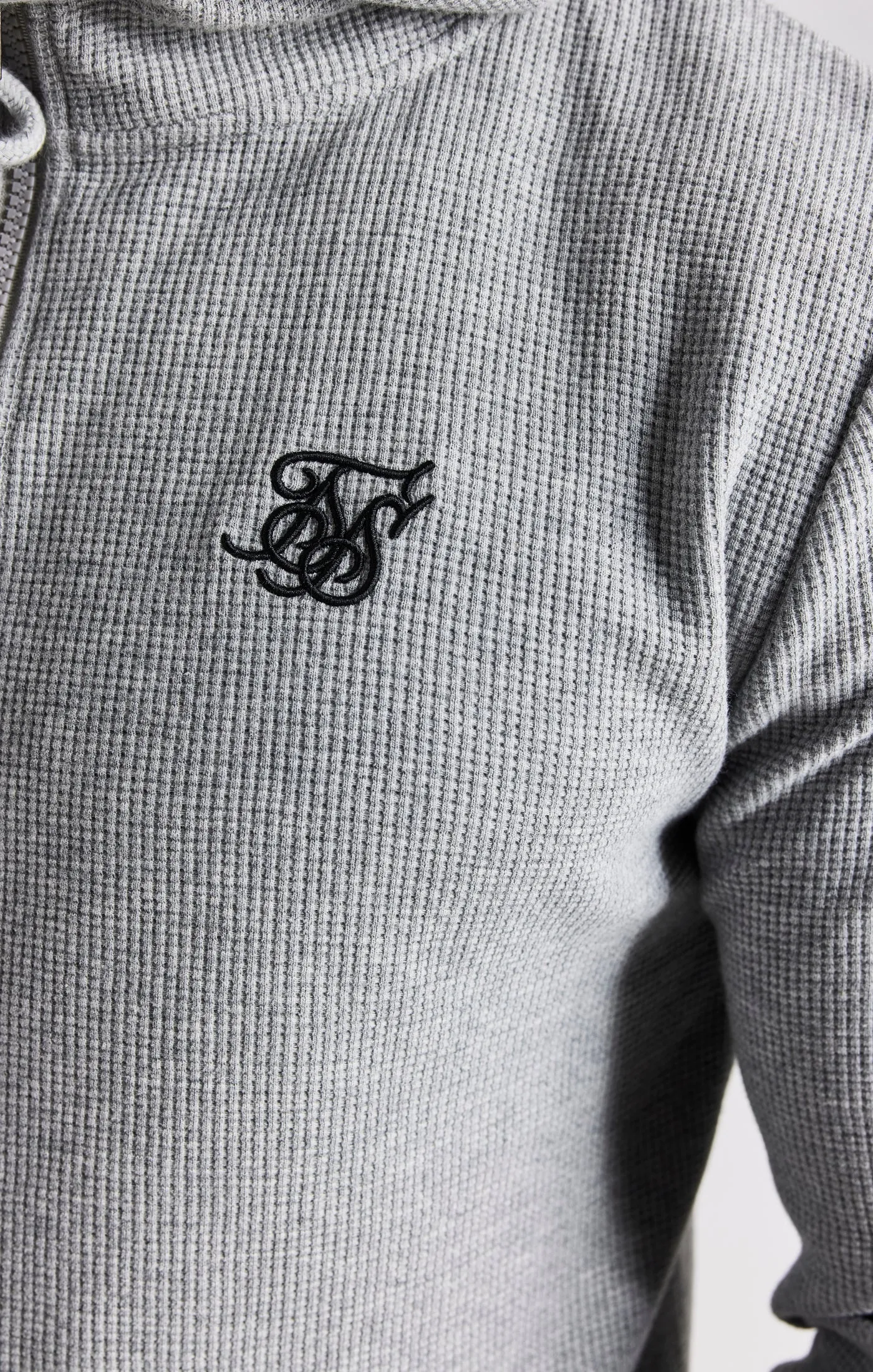 Grey Marl Waffle Zip Thru Hoodie sold by Siksilk product image thumbnail 2