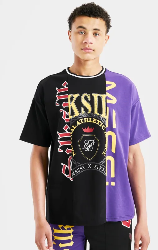 Messi x SikSilk Retro Oversized Tee - Black & Purple sold by Siksilk