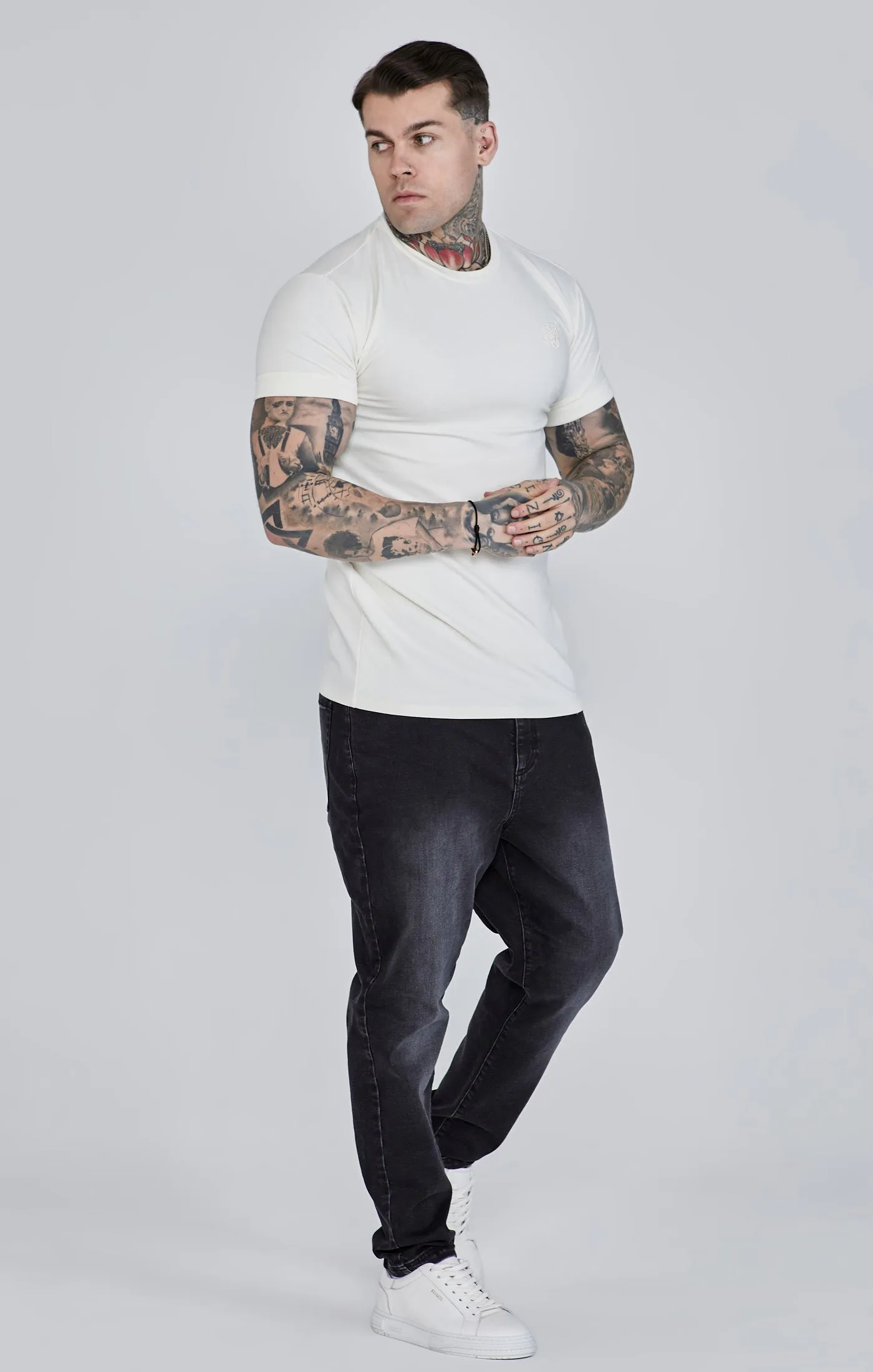 Ecru Roll Sleeve T-Shirt sold by Siksilk product image thumbnail 4