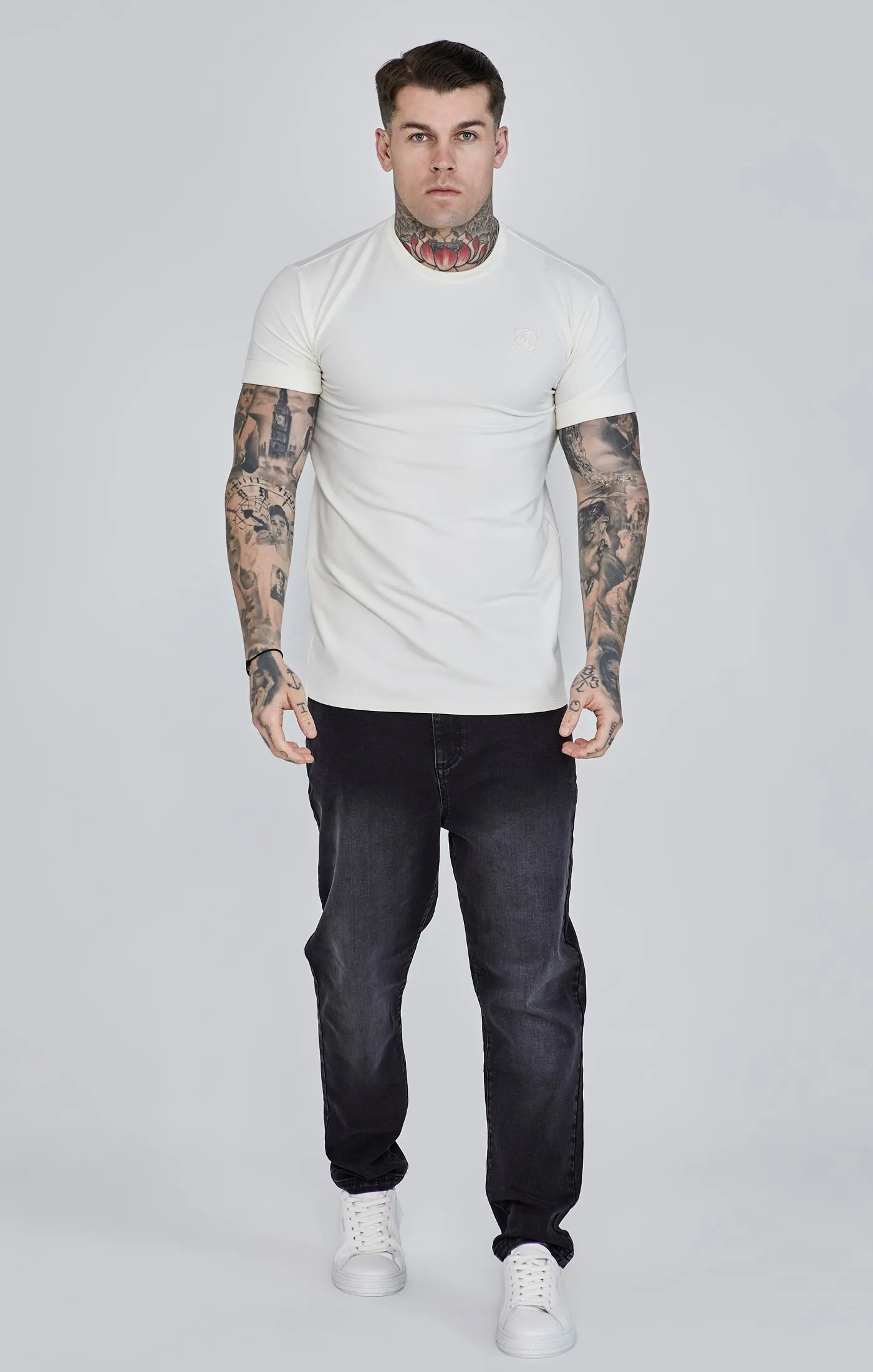 Ecru Roll Sleeve T-Shirt sold by Siksilk product image thumbnail 2