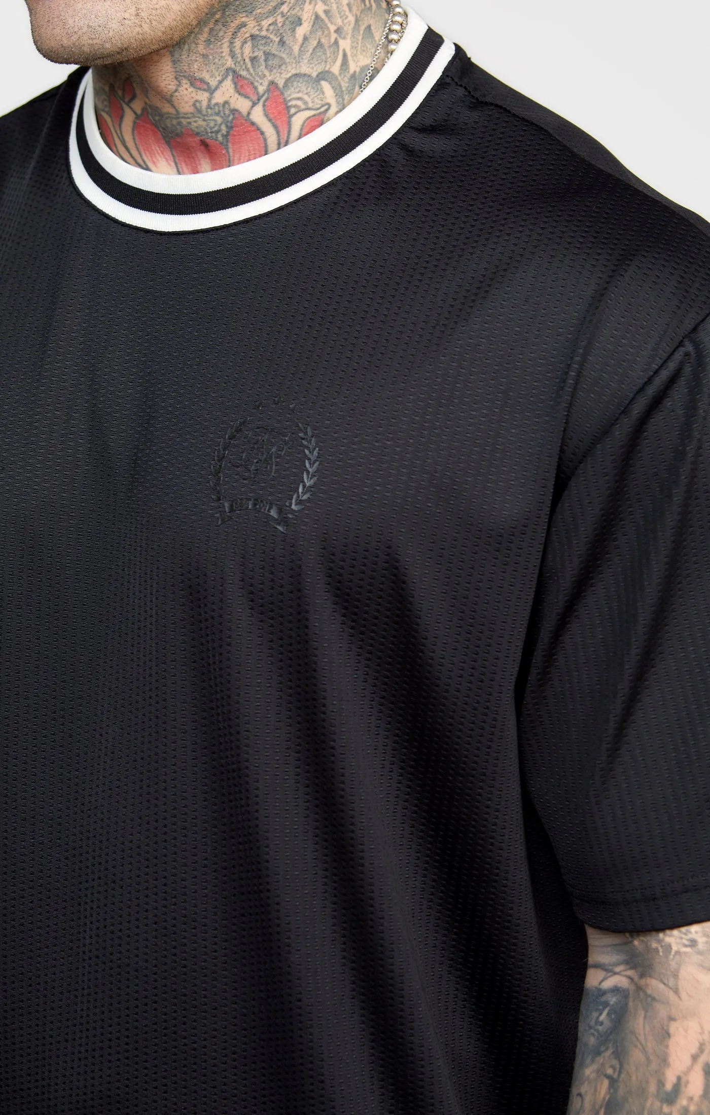 Black Mesh Drop Shoulder Tee sold by Siksilk product image thumbnail 2