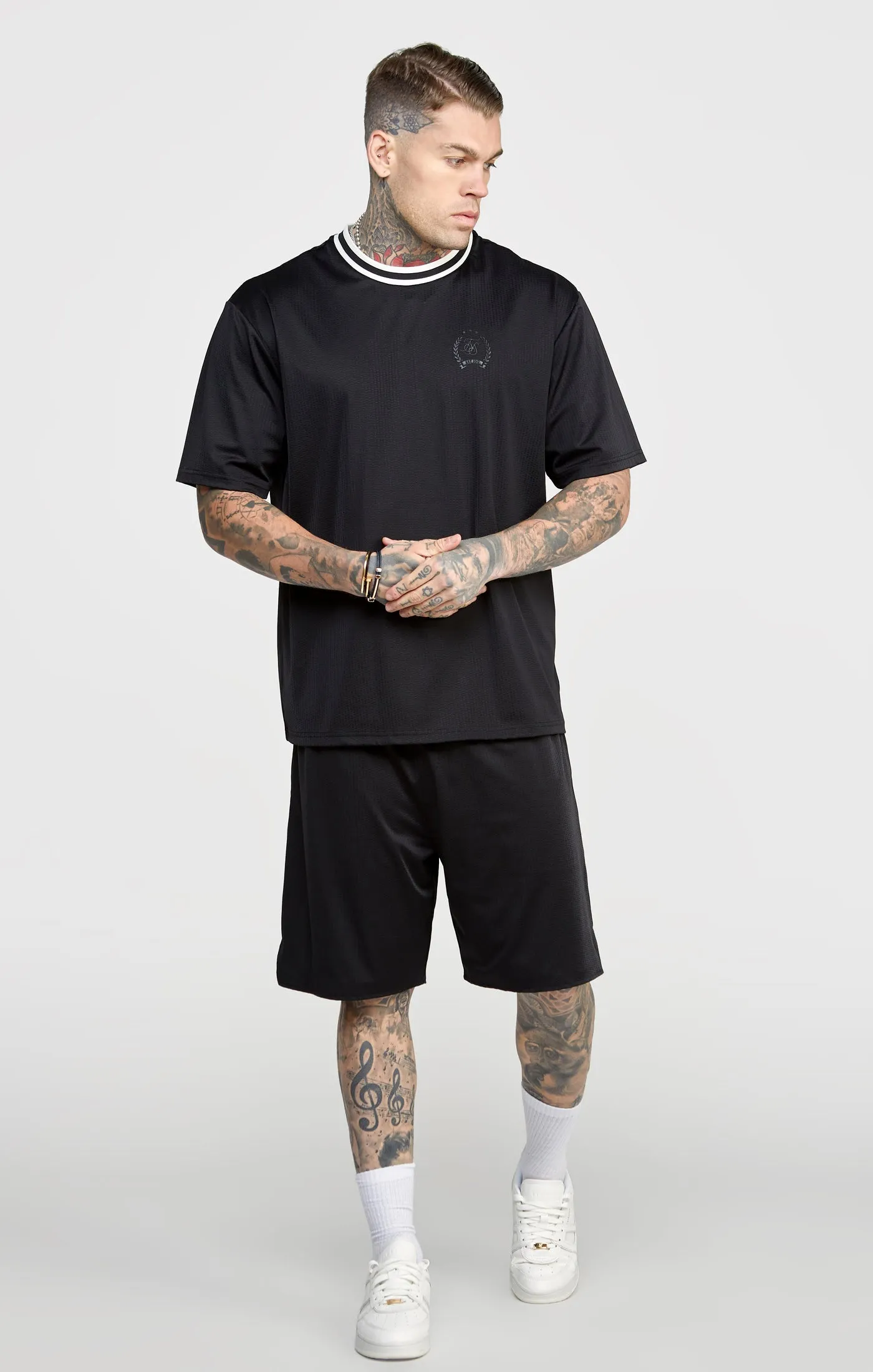 Black Mesh Drop Shoulder Tee sold by Siksilk product image thumbnail 3