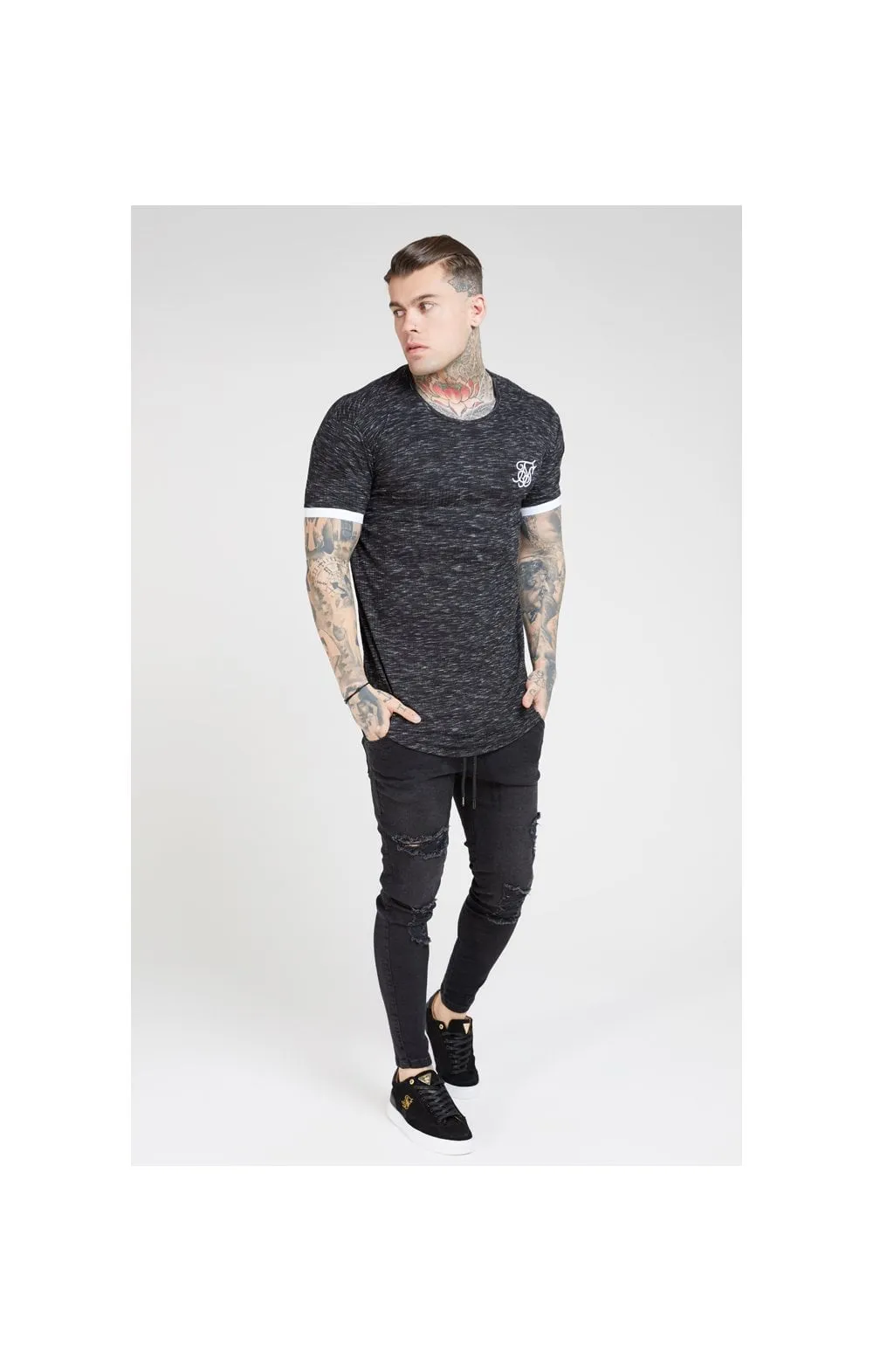 SikSilk S/S Rib Knit Fleck Tech Tee – Black sold by Siksilk product image thumbnail 4