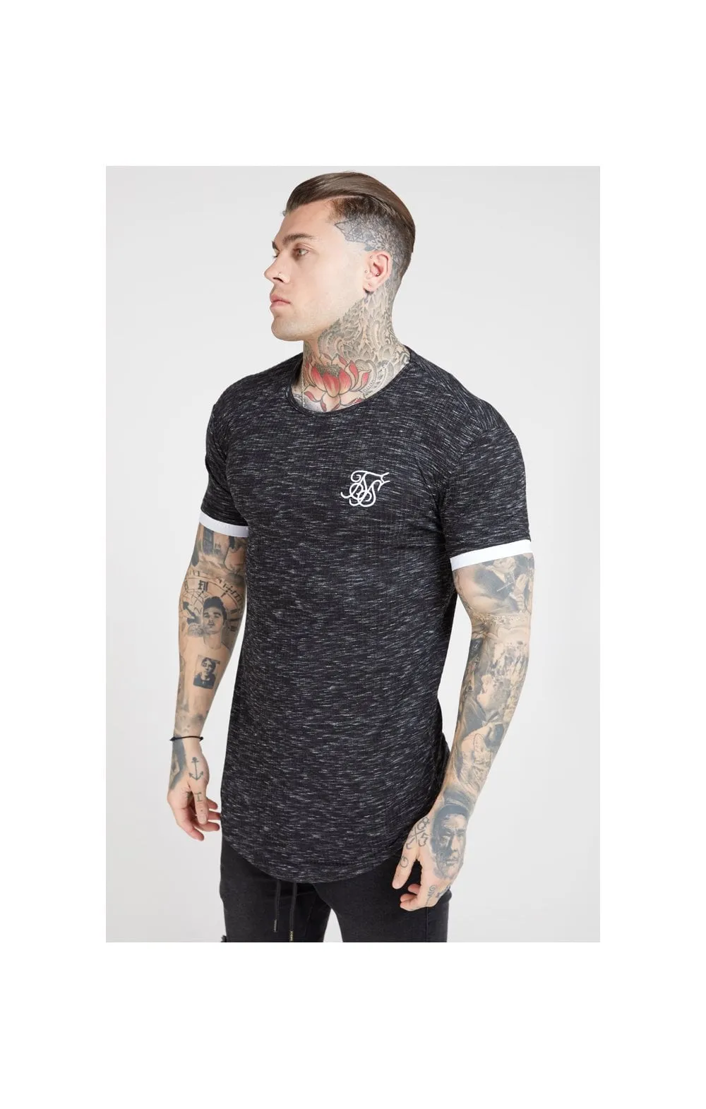 SikSilk S/S Rib Knit Fleck Tech Tee – Black sold by Siksilk