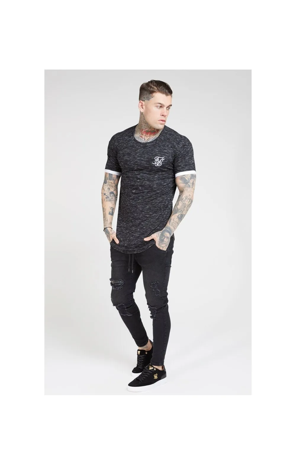 SikSilk S/S Rib Knit Fleck Tech Tee – Black sold by Siksilk product image thumbnail 5