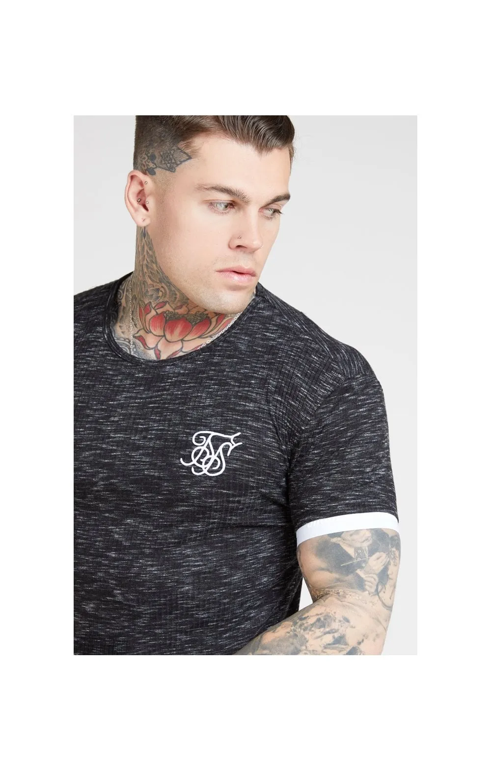SikSilk S/S Rib Knit Fleck Tech Tee – Black sold by Siksilk product image thumbnail 2