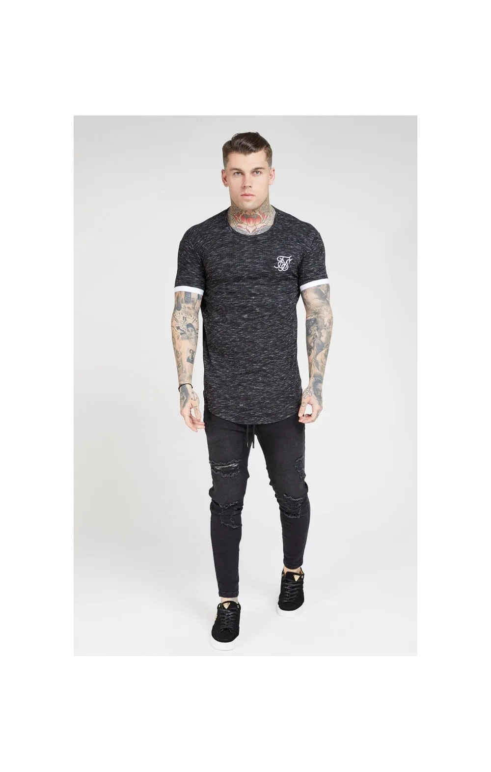 SikSilk S/S Rib Knit Fleck Tech Tee – Black sold by Siksilk product image thumbnail 3