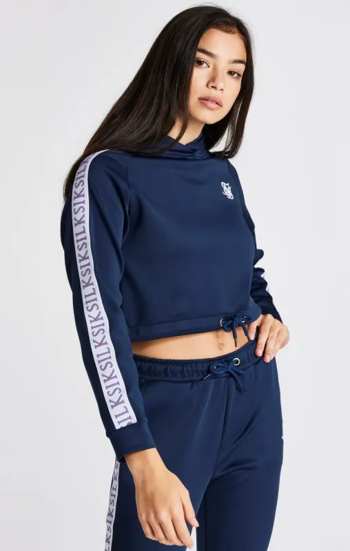 Girls Navy Crop Hoodie sold by Siksilk