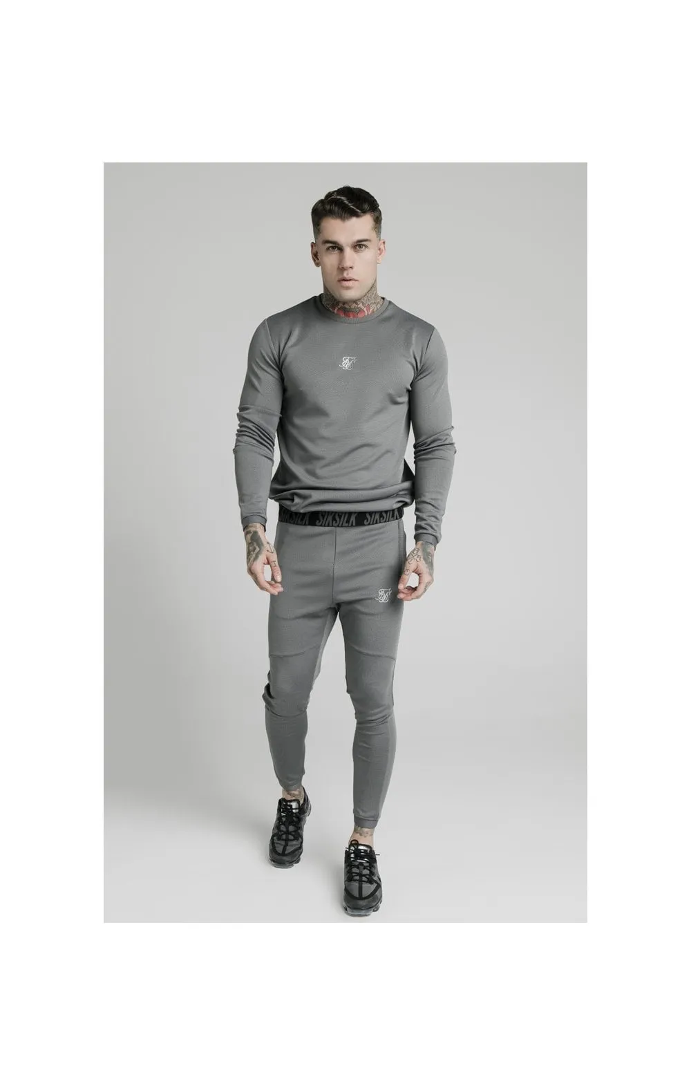 SikSilk L/S Active Crew Sweat - Grey sold by Siksilk product image thumbnail 3